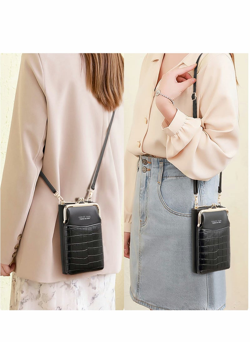 Excefore Cell Phone Purse Wallet Small Crossbody Bags Mini Shoulder Bag with Card Slot for iPhone 13 12 11 Pro Max XR, Pink - Image 2