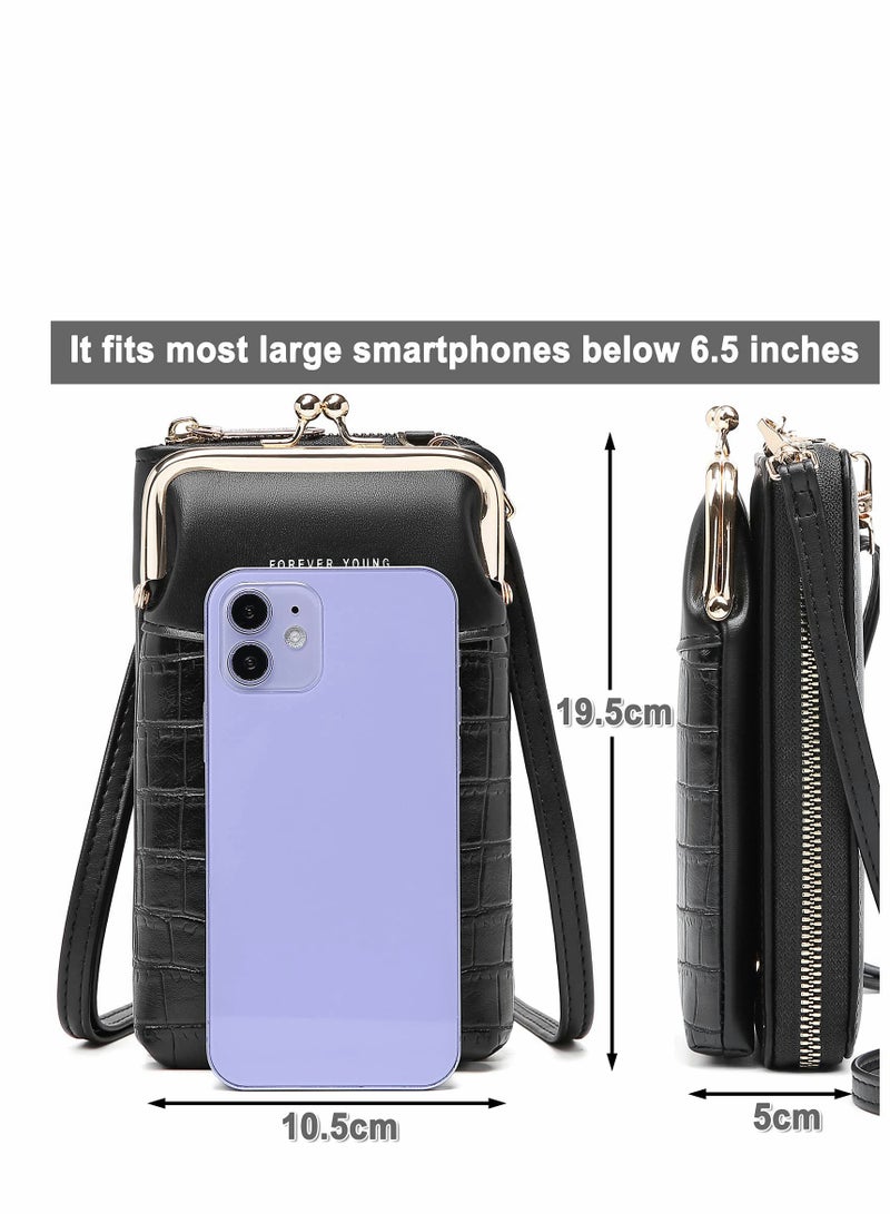 Excefore Cell Phone Purse Wallet Small Crossbody Bags Mini Shoulder Bag with Card Slot for iPhone 13 12 11 Pro Max XR, Pink - Image 4