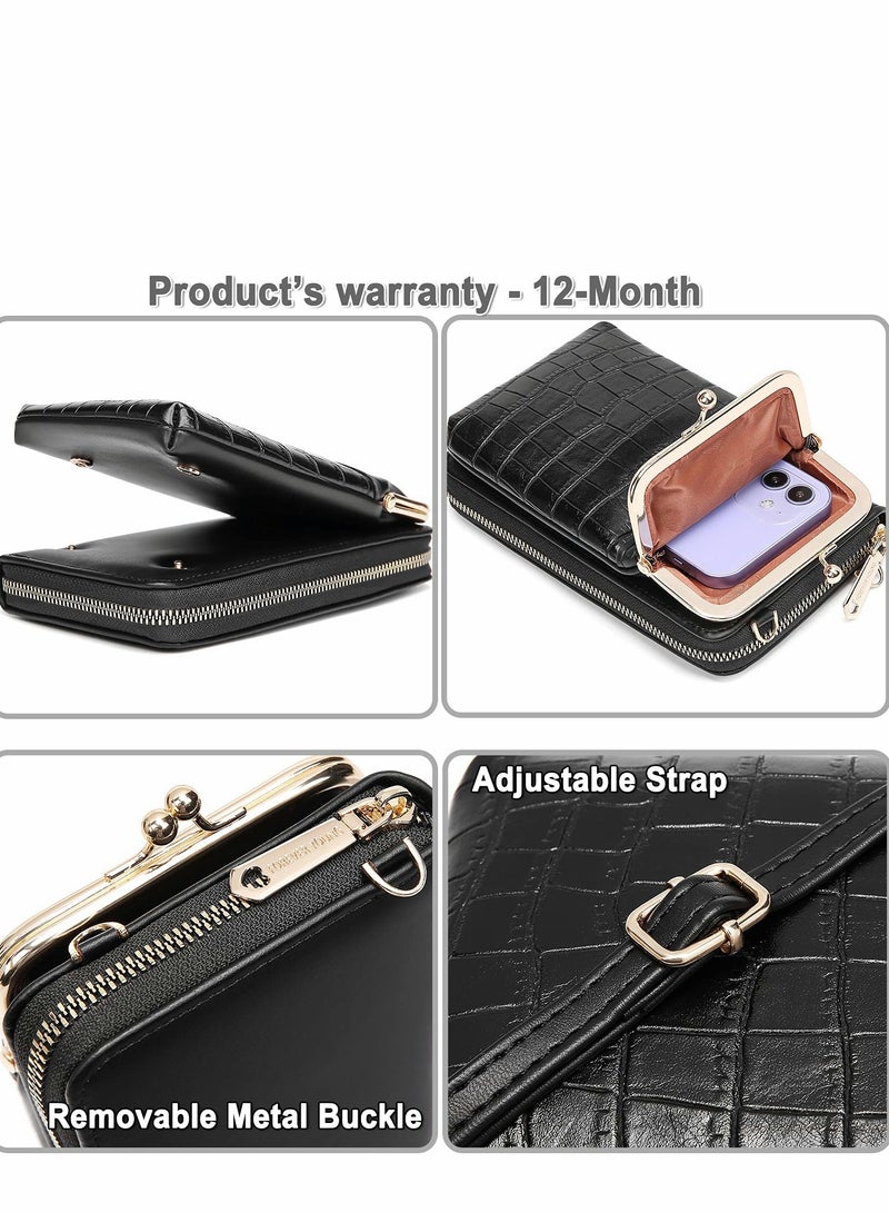 Excefore Cell Phone Purse Wallet Small Crossbody Bags Mini Shoulder Bag with Card Slot for iPhone 13 12 11 Pro Max XR, Pink - Image 5