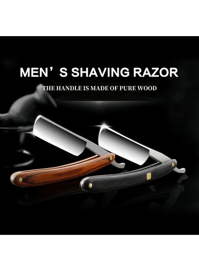 Black Straight Razor Stainless Steel Wooden Handle Pre Sharpened For Beard Trimming - Image 1