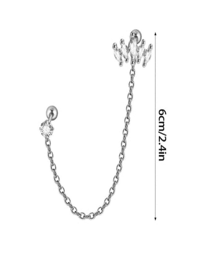 SHIELD PLUS Helix Crowns Chain Ear Tragus Cartilage Flower Piercing Earring Conch Ear Piercing Body Jewelry - Image 5