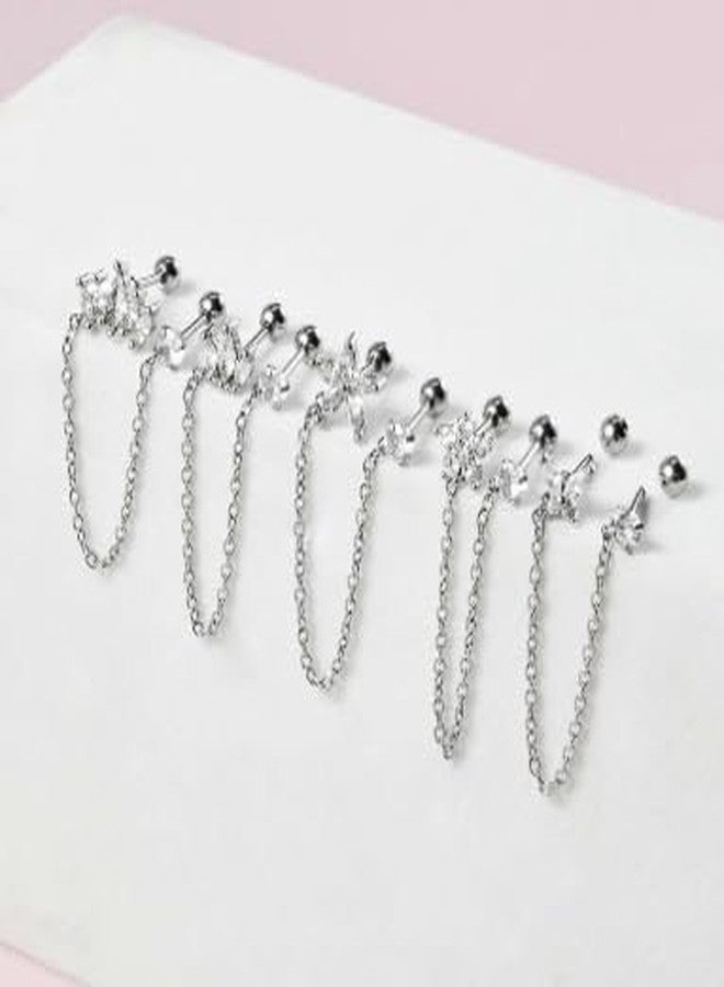 SHIELD PLUS Helix Crowns Chain Ear Tragus Cartilage Flower Piercing Earring Conch Ear Piercing Body Jewelry - Image 4