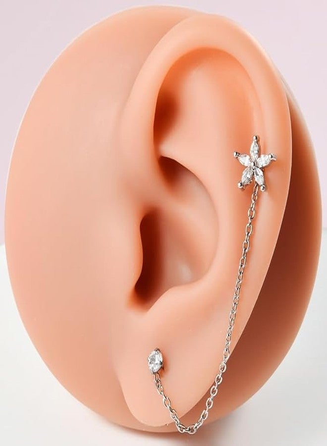 SHIELD PLUS Helix Crowns Chain Ear Tragus Cartilage Flower Piercing Earring Conch Ear Piercing Body Jewelry - Image 2