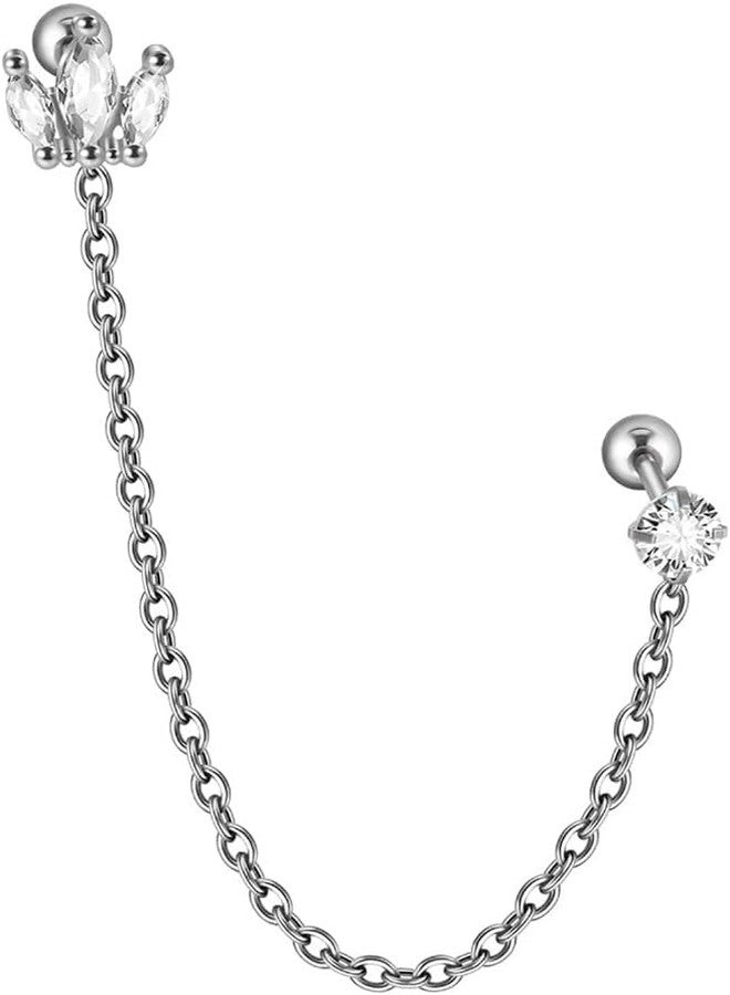 SHIELD PLUS Helix Crowns Chain Ear Tragus Cartilage Flower Piercing Earring Conch Ear Piercing Body Jewelry - Image 1