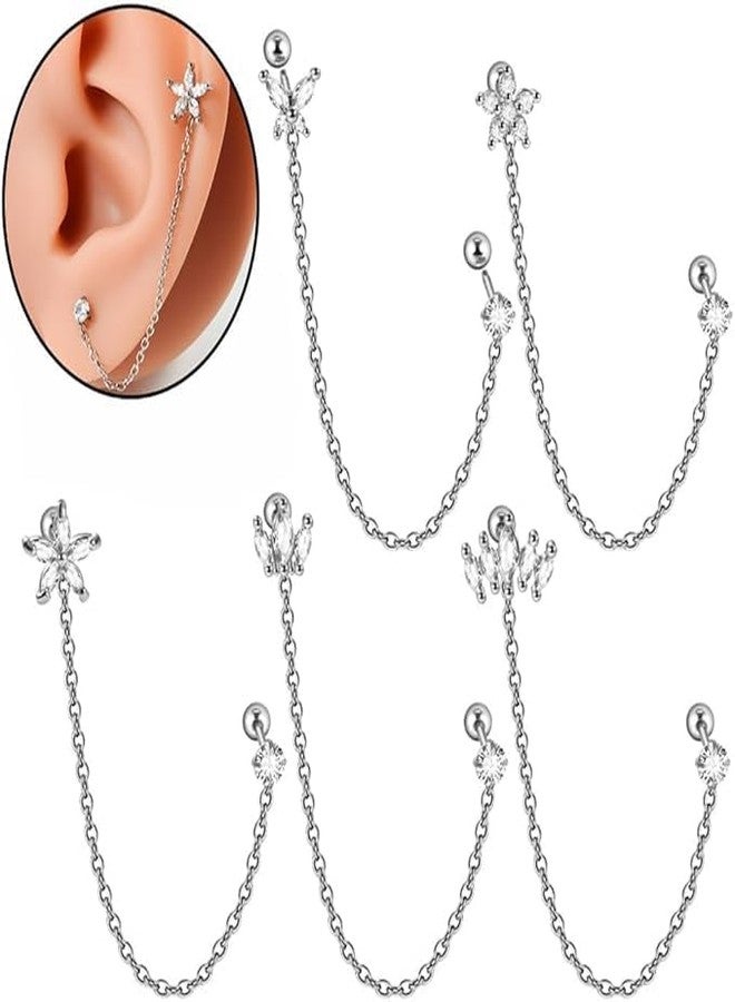 SHIELD PLUS Helix Crowns Chain Ear Tragus Cartilage Flower Piercing Earring Conch Ear Piercing Body Jewelry - Image 3