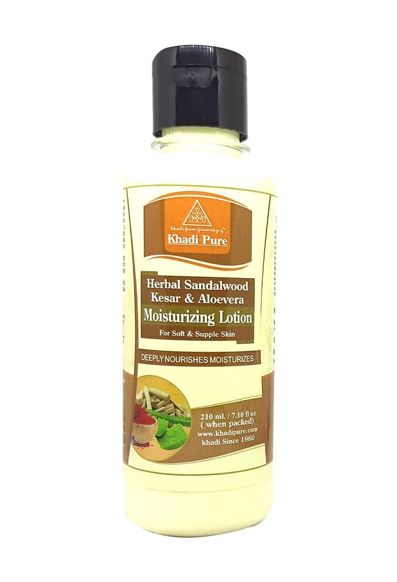 Khadi Pure Gramodyog Herbal Sandalwood with Kesar and Aloevera Moisturising Lotion 210ml - Image 1