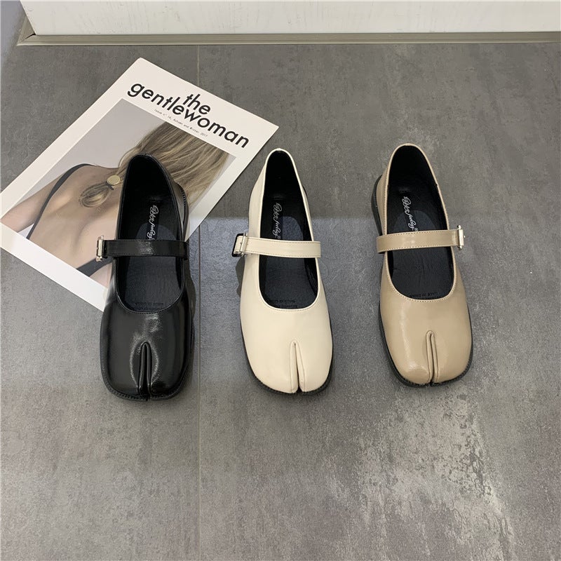 South Korea'S Chic Matching King Fried Toe Mary Jane Shoes 2021 Autumn New Retro Shallow Mouth Thin Flat Shoes - Image 5