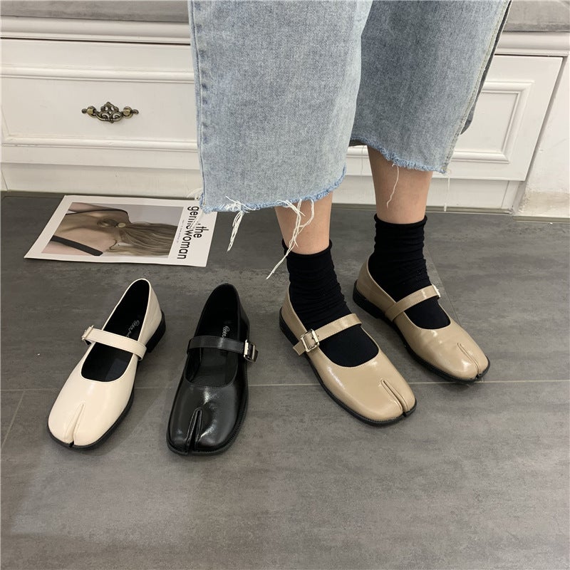 South Korea'S Chic Matching King Fried Toe Mary Jane Shoes 2021 Autumn New Retro Shallow Mouth Thin Flat Shoes - Image 4