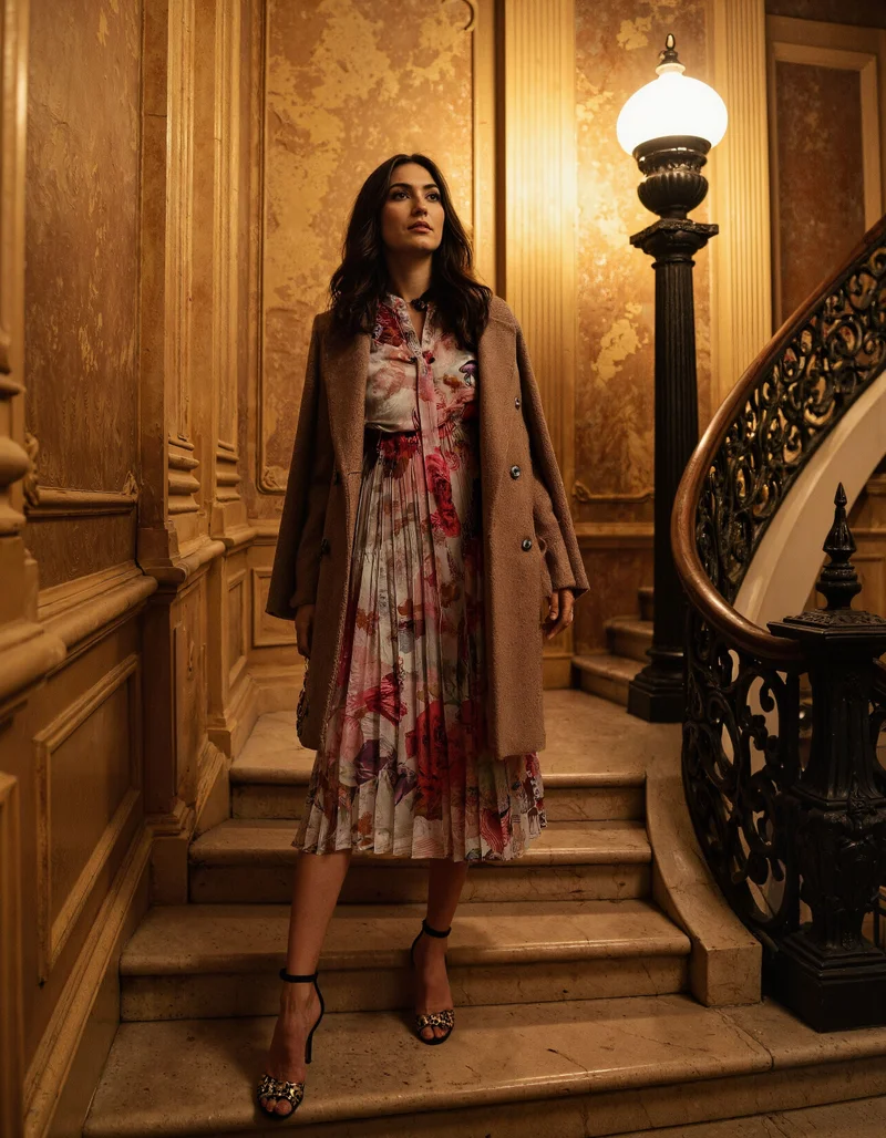 ريريزم Women's Floral Print Flared Maxi Dress