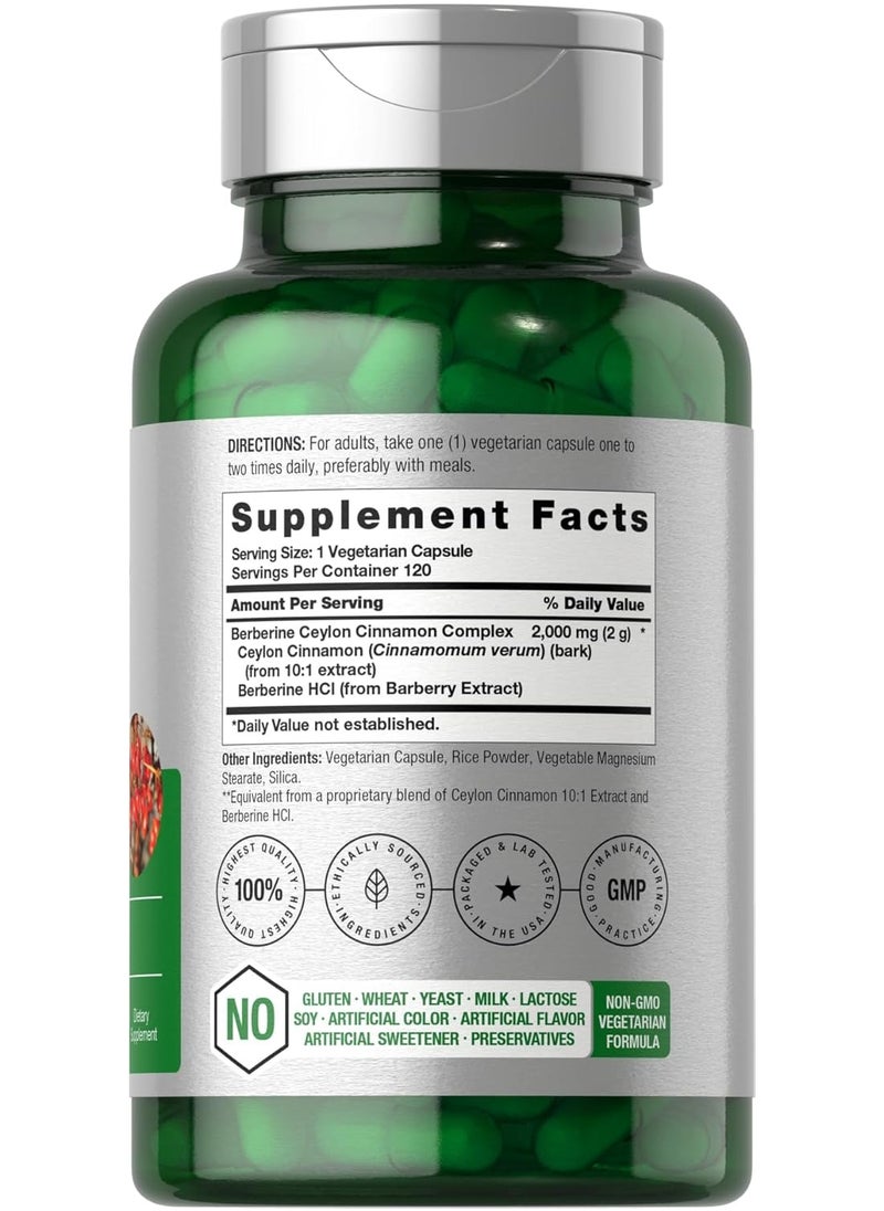 Horbaach Berberine Ceylon Cinnamon Complex 2000mg 120 Capsules  - Image 2