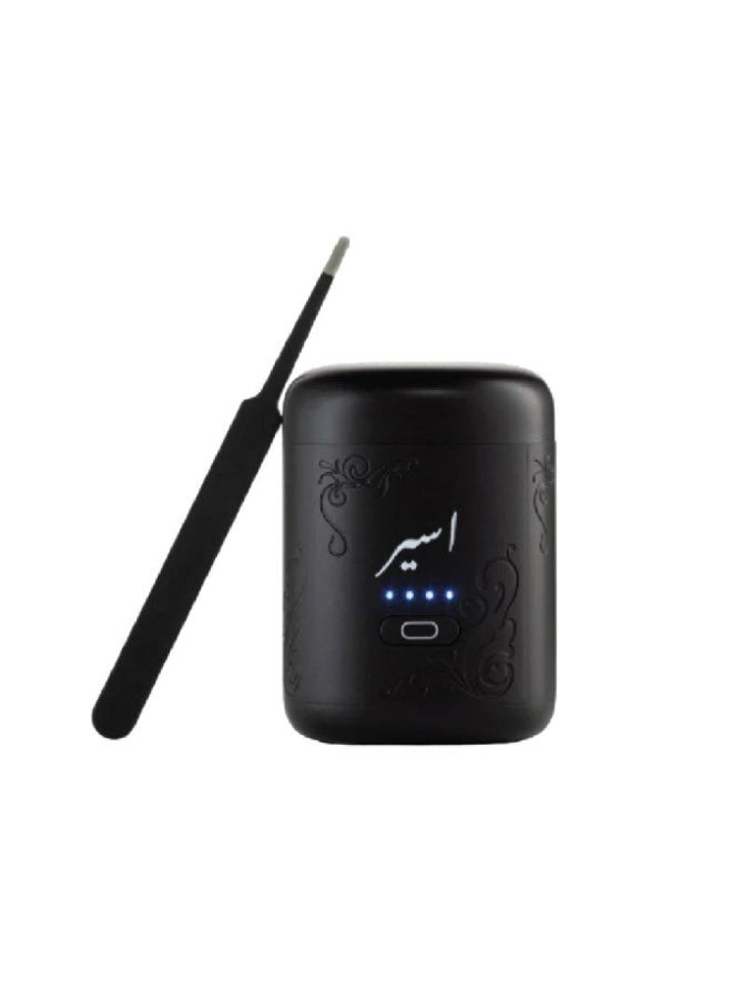 Aseer – Portable Electronic Incense Burner with Elegant Design, Suitable for All Types of Incense and Bakhoor (Black) - Image 1