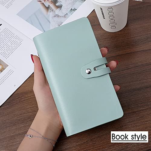 Romozi RFID Credit Card Holder, Leather Business Card Organizer with 96 Card Slots, Credit Card Case for Managing Your Different Cards and Important Documents to Prevent Loss or Damage (Light Green) - Image 3