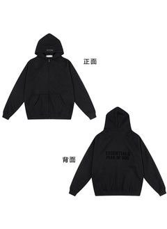 FOG ESSENTIALS Hoodie Autumn Winter Plush Zip Jacket Black