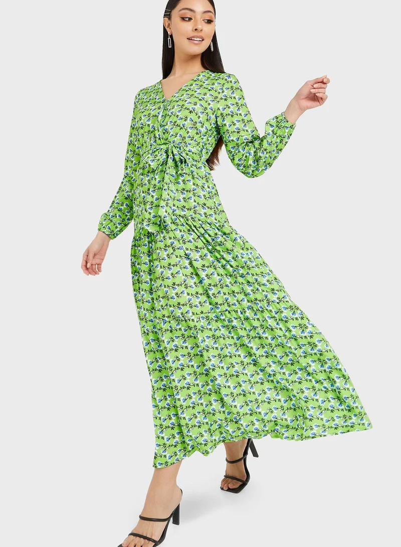 Styli Puff Sleeve Printed Dress