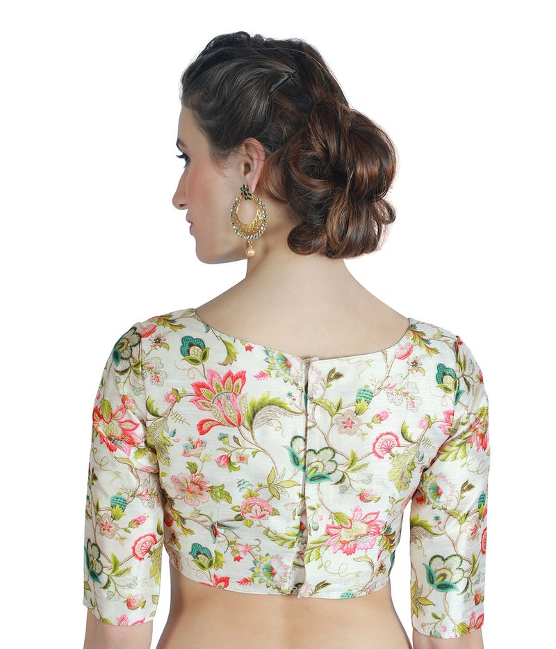 Studio Shringaar Women's Polyester Elbow length sleeves Saree Blouse (Multicolor 50) - Image 2