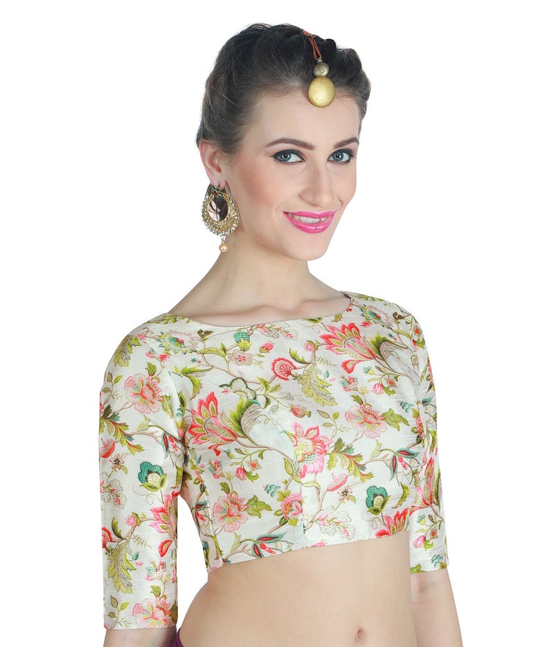 Studio Shringaar Women's Polyester Elbow length sleeves Saree Blouse (Multicolor 50) - Image 4