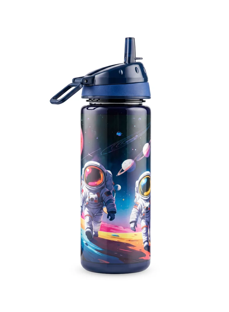 Nova Multicolor Nova Space School Water Bottle 750ml | Kids Plastic Water Bottle with Flip-Top Lid | Space Astronaut Reusable Drinking Bottle for School, Sports & Travel | Leak-Resistant Water Bottle  | Best Price UAE