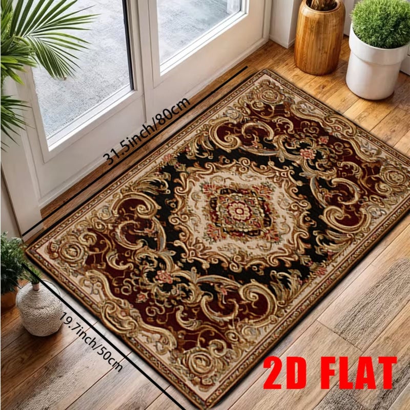 2D Flat Mat 40x60cm Elegant Ultra Soft Flannel Bathroom Anti Slip Mat with Classic Ornate Floral Pattern in Rich Burgundy Black and Cream Tones for Bathroom Non Slip Use Hallway Home Decor Wedding - Image 5
