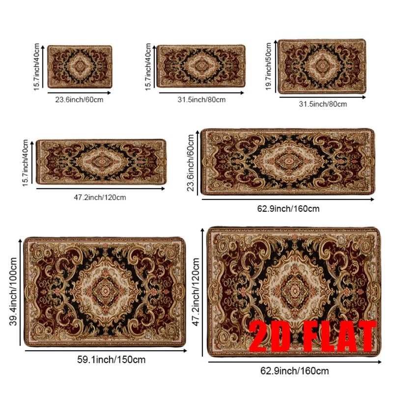 2D Flat Mat 40x60cm Elegant Ultra Soft Flannel Bathroom Anti Slip Mat with Classic Ornate Floral Pattern in Rich Burgundy Black and Cream Tones for Bathroom Non Slip Use Hallway Home Decor Wedding - Image 4