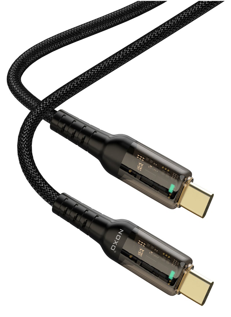NOXO CN-3 USB-C to USB-C Cable – Fast Charging & Data Sync Cable (Nylon Braided, PD Compatible) - Black  - Image 1