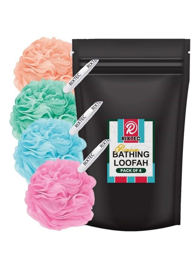 RIXTEC Premium Bathing Round Loofah For Men And Women (Multi Colour) (Pack Of 4) - Image 2