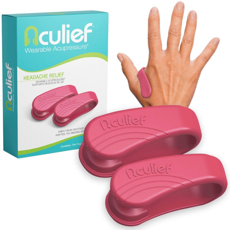 Aculief 2Pack Wearable Natural Acupressure Support for Relaxation Headache Migraine Stress Alleviation Tension Relief Soothes Muscle Pain Simple EffectiveRegularPink