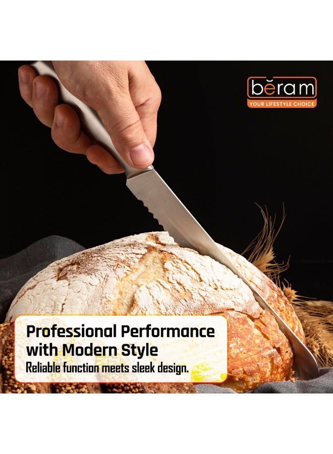 BERAM 8 Inch Bread Knife 3CR13 Stainless Steel Blade Precision Serration Effortless Slicing Durable Stylish Kitchen Knife Perfect for slicing bread baguettes cakes and more SS hollow handle - Image 5