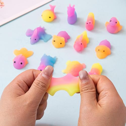 ANAB GI Rainbow Color Kawaii Squishy Mochi Animal Toys, TPR Material, Multi Color, 5 Pieces, Stress Relief Fidget Toys - Image 2