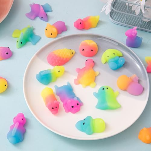 ANAB GI Rainbow Color Kawaii Squishy Mochi Animal Toys, TPR Material, Multi Color, 5 Pieces, Stress Relief Fidget Toys - Image 5