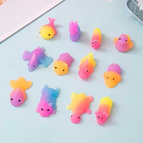 ANAB GI Rainbow Color Kawaii Squishy Mochi Animal Toys, TPR Material, Multi Color, 5 Pieces, Stress Relief Fidget Toys - Image 3