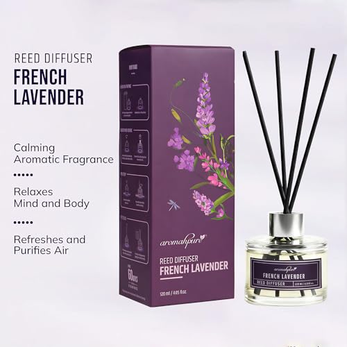 Aromahpure Premium Reed Diffuser Set 120 ML with 4 Fiber Reed Sticks | French Lavender Last Upto 60 Days | Room Freshener for Bedroom, Washroom, Office | Aromatherapy, Stress Relief, IFRA Certified - Image 2