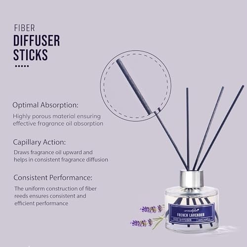 Aromahpure Premium Reed Diffuser Set 120 ML with 4 Fiber Reed Sticks | French Lavender Last Upto 60 Days | Room Freshener for Bedroom, Washroom, Office | Aromatherapy, Stress Relief, IFRA Certified - Image 4