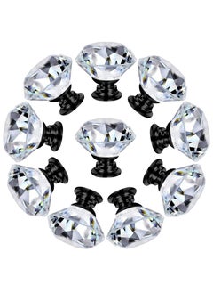 KASTWAVE 10 Pack Dresser Drawer Cabinet Knobs 30 mm Diamond Shaped Crystal Glass Knobs Pulls for Kitchen Wardrobe Cupboard  - Image 1