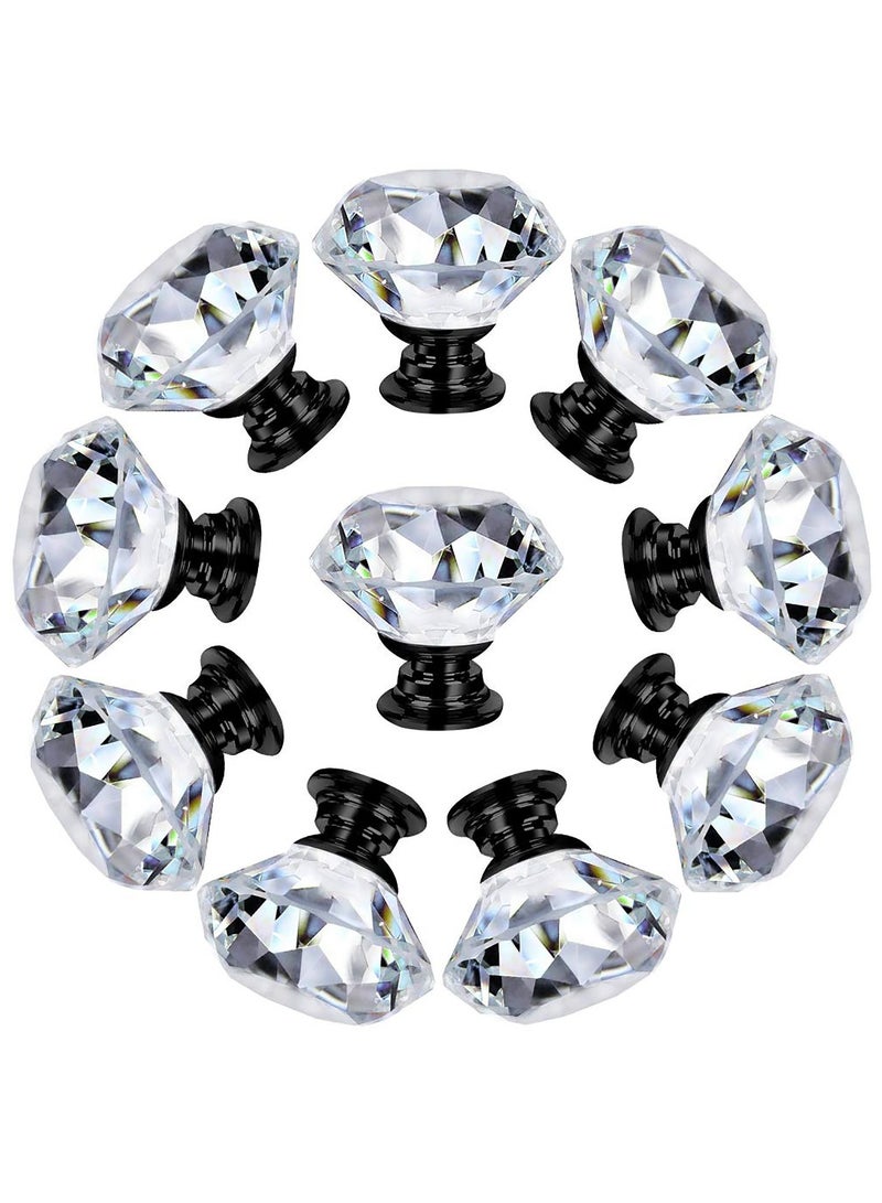 KASTWAVE 10 Pack Dresser Drawer Cabinet Knobs 30 mm Diamond Shaped Crystal Glass Knobs Pulls for Kitchen Wardrobe Cupboard - Image 1
