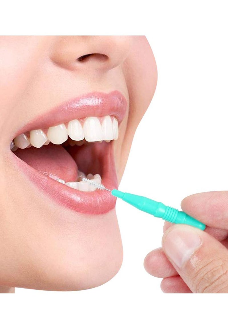 SYOSI Tooth Gap Brush, 50 Pieces of Toothpick Floss Head Oral Hygiene Brush Colored Tooth Gap Brush 0.7-1.2mm Braces Cleaning Brush Clean White (Green, Blue, Orange, Red, Light Blue) - Image 4