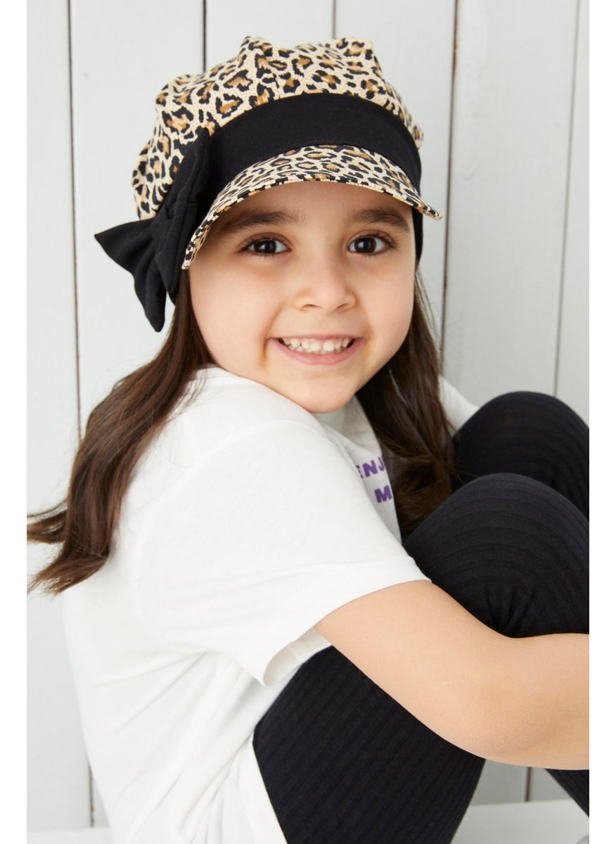 Babygiz Girl's Leopard Visor 4 Season Hat Beanie - Soft Combed Cotton New Design  - Image 1