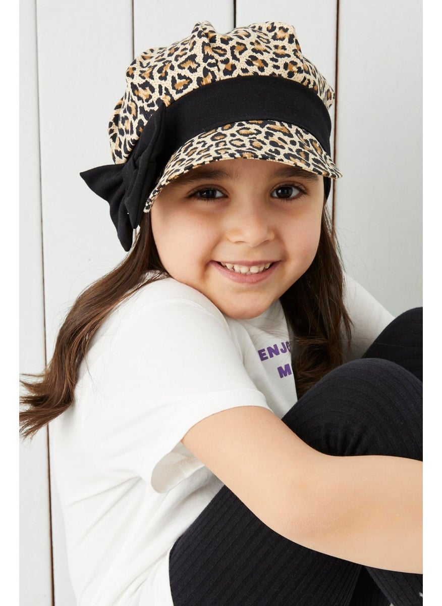 Babygiz Girl's Leopard Visor 4 Season Hat Beanie - Soft Combed Cotton New Design  - Image 3