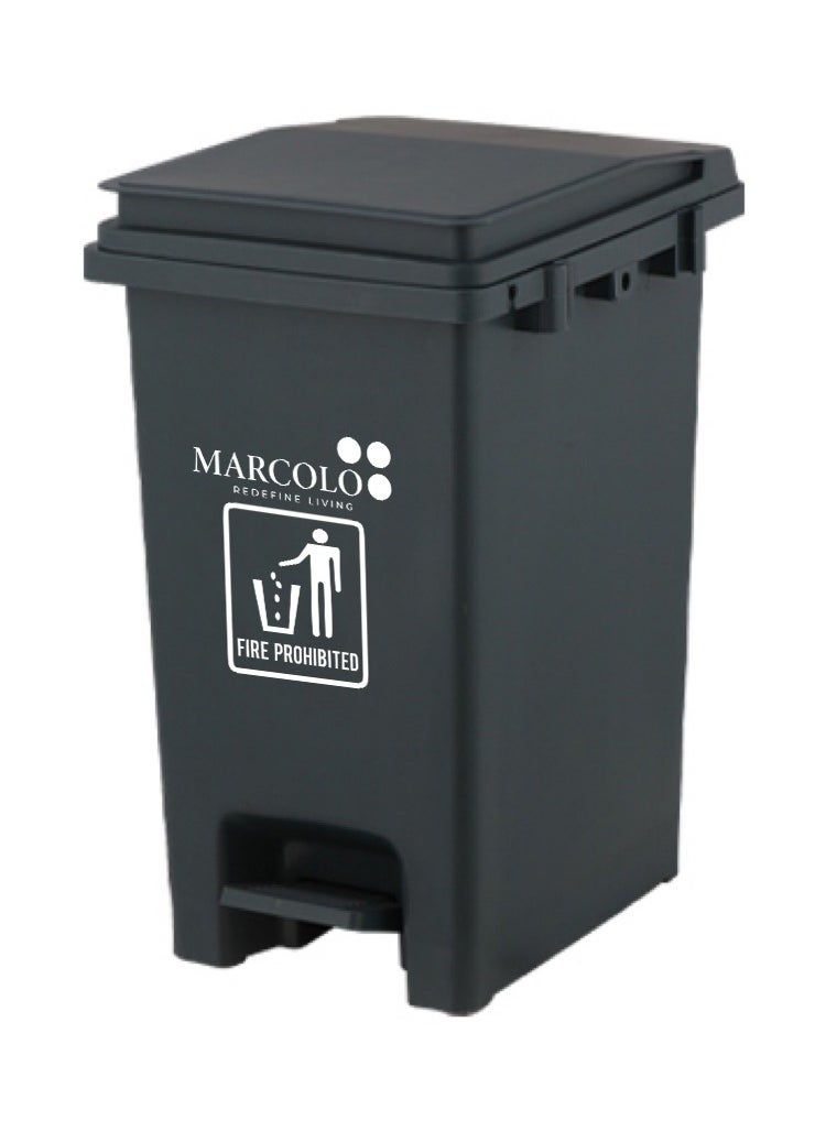 Marcolo 15L Pedal Dustbin – Compact & Durable Polypropylene Trash Bin with Foot Pedal and Secure Lid – Ideal for Home, Kitchen, Office Use (Grey)  - Image 1