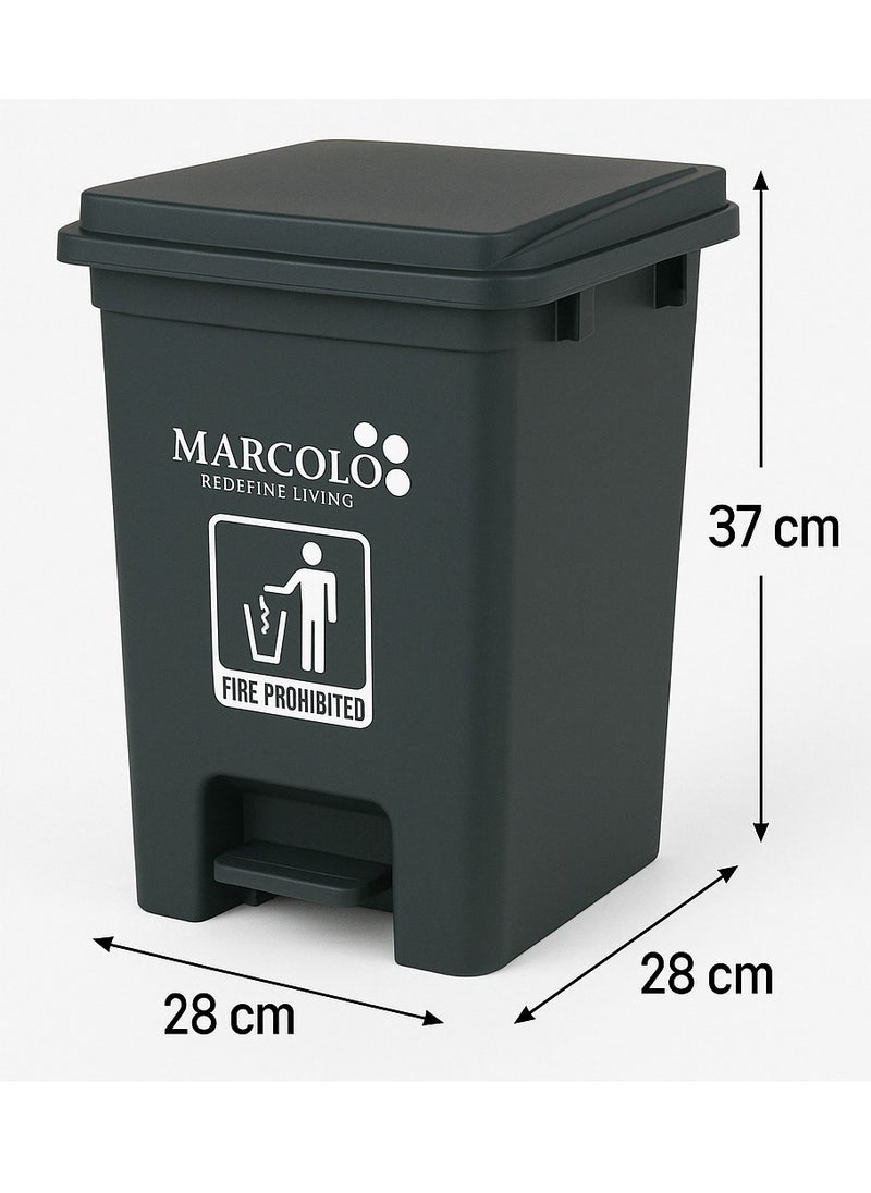 Marcolo 15L Pedal Dustbin – Compact & Durable Polypropylene Trash Bin with Foot Pedal and Secure Lid – Ideal for Home, Kitchen, Office Use (Grey)  - Image 3