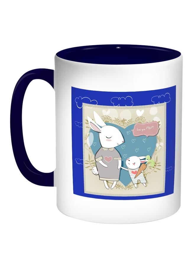 RYN Love You Mom Printed Coffee Mug Blue/White/Grey 11ounce