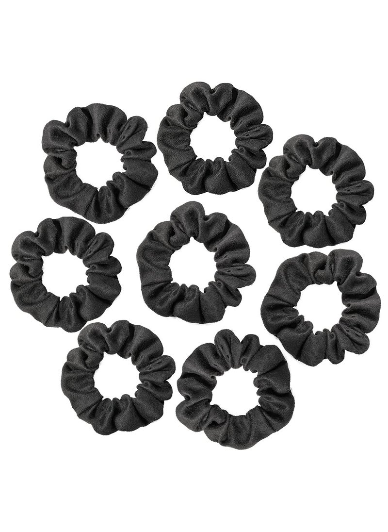 minihope - Minihope Faux Suede Scrunchies for Hair Hair Ouchless Painfree Womens Hair Scrunchie Elastics Hair Accessories for Women Ponytail Holder for Girls Black 8 Pack - Image 1