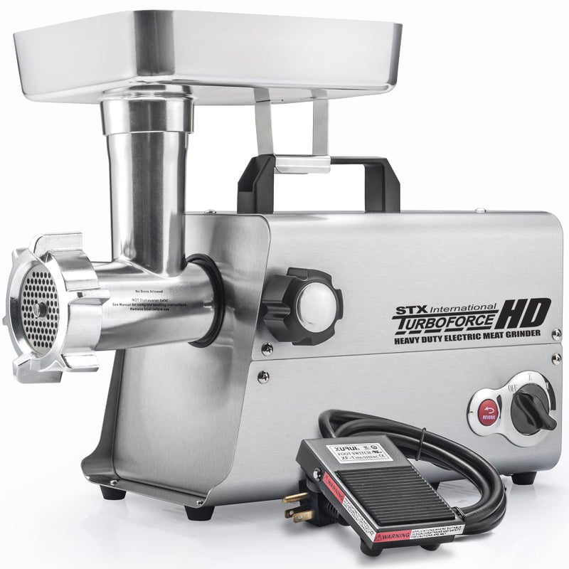 STX International Turboforce HD Heavy Duty 3500 Series 6in1 Electric Meat Grinder  Sausage Stuffer  Kubbe Maker  Foot Pedal  5 Grinding Plates  Stainless Steel Blades  More Included