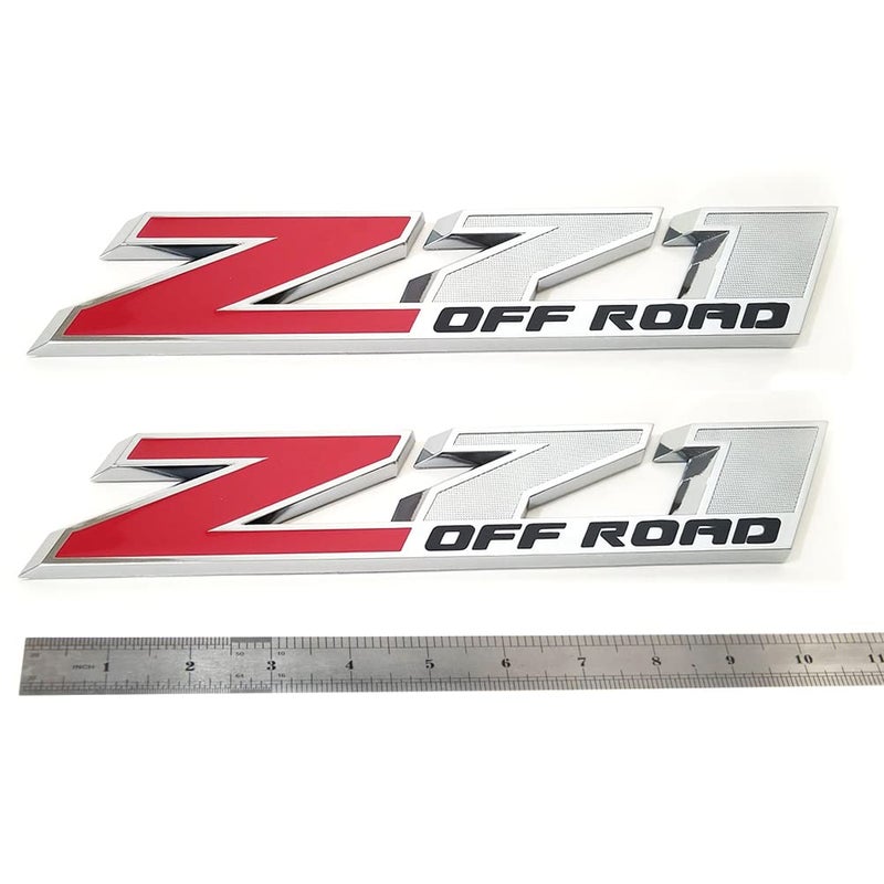 2pack OEM 10 Inches Big Z71 Off Road Emblems Compatible with 20092018 Colorado Tahoe Silverado Sierra Suburban 2500Hd 3500Hd Offroad Chrome Red