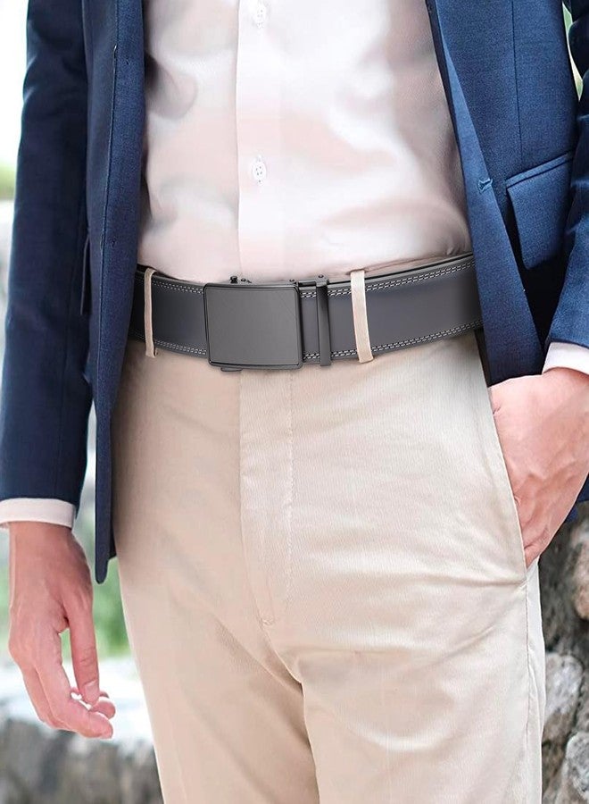SENDEFN Men's Leather Belt Automatic Ratchet Buckle Slide Belt for Dress Casual Trim to Fit with Gift Box - Image 4