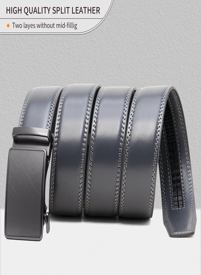 SENDEFN Men's Leather Belt Automatic Ratchet Buckle Slide Belt for Dress Casual Trim to Fit with Gift Box - Image 3