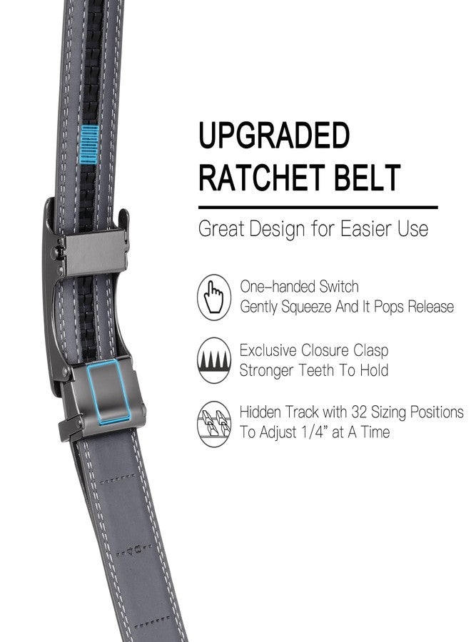 SENDEFN Men's Leather Belt Automatic Ratchet Buckle Slide Belt for Dress Casual Trim to Fit with Gift Box - Image 2