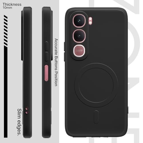 Pikkme Back Cover for Vivo Y31 5G Soft Matte Silicone Mag-Safe Design (Mag-Safe Not Support) Camera Protection | Slim Fit Bumper Cover (Black) - Image 3