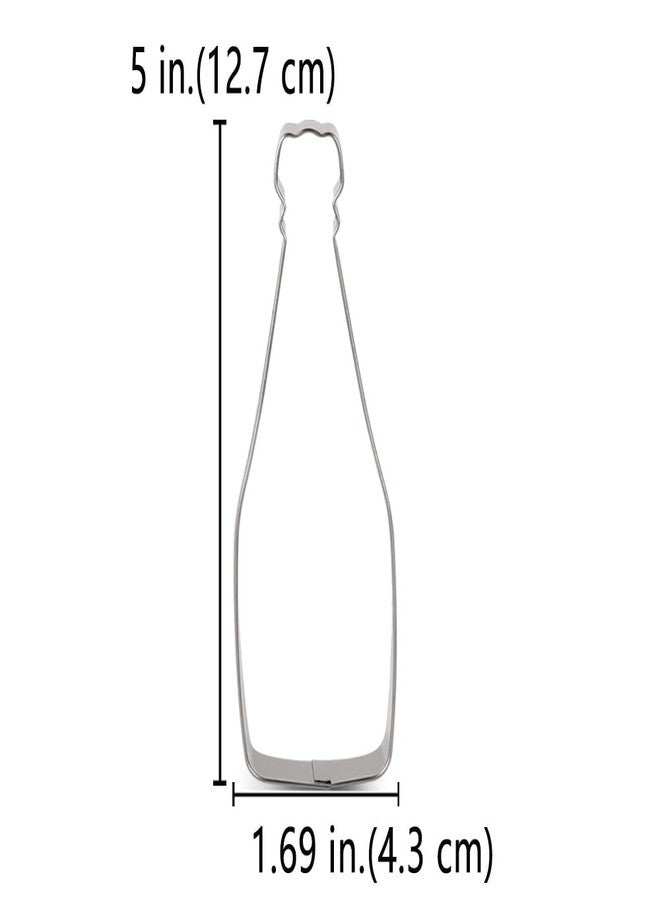 LILIAO Champagne Cookie Cutter Wedding Fondant Biscuit Cutter - 1.7 x 5 inches - Stainless Steel - Image 2