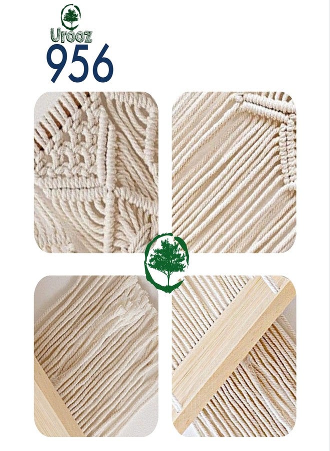 Urooz Macramé Wooden Wall Hanging Shelf |956| Modern Chic Woven Macrame Tapestries, Wall Art Home Decor for Apartment, Dorm, Bedroom, Living Room, Nursery, Party Decorations, 15" Wx 16" H - Image 4