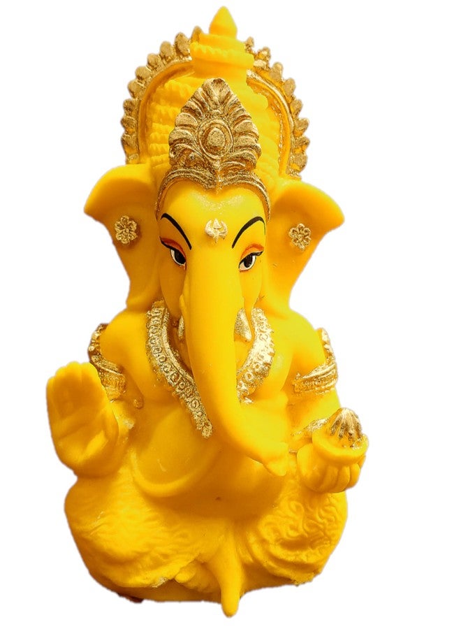 My Creative Hut Ganpati Idol Home Decor Item Ganesh Murti Statue for Gift, Puja Ghar, Gifting, Office, Car Dashboard (Yellow) - Image 1